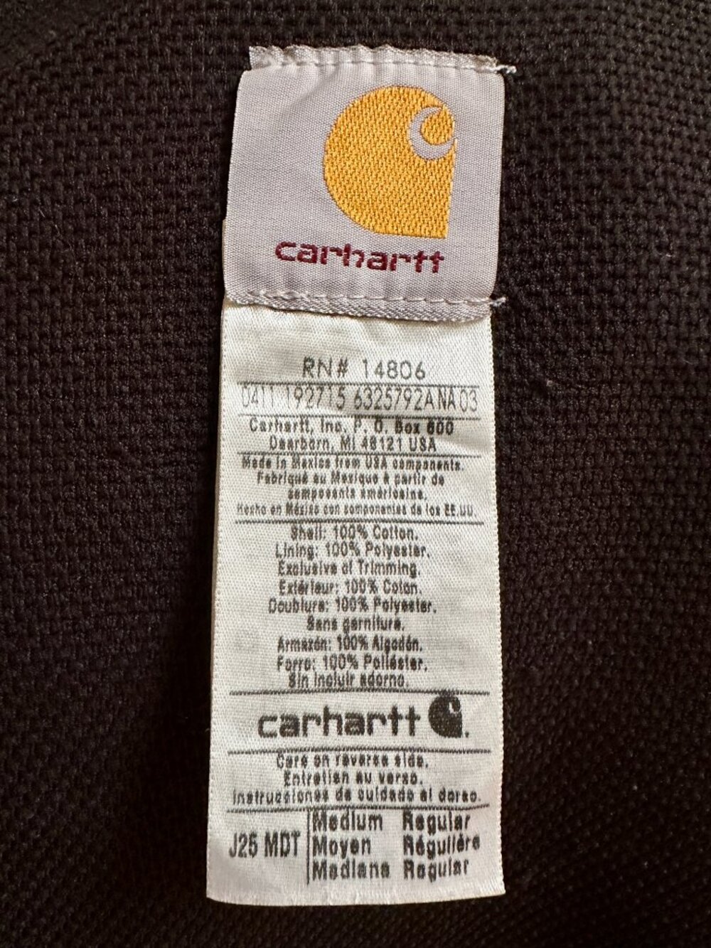 Carhartt Navy Blue Full Zip Hooded Work Coat J25 MDT Size: M Excellent Condition - Picture 11 of 16